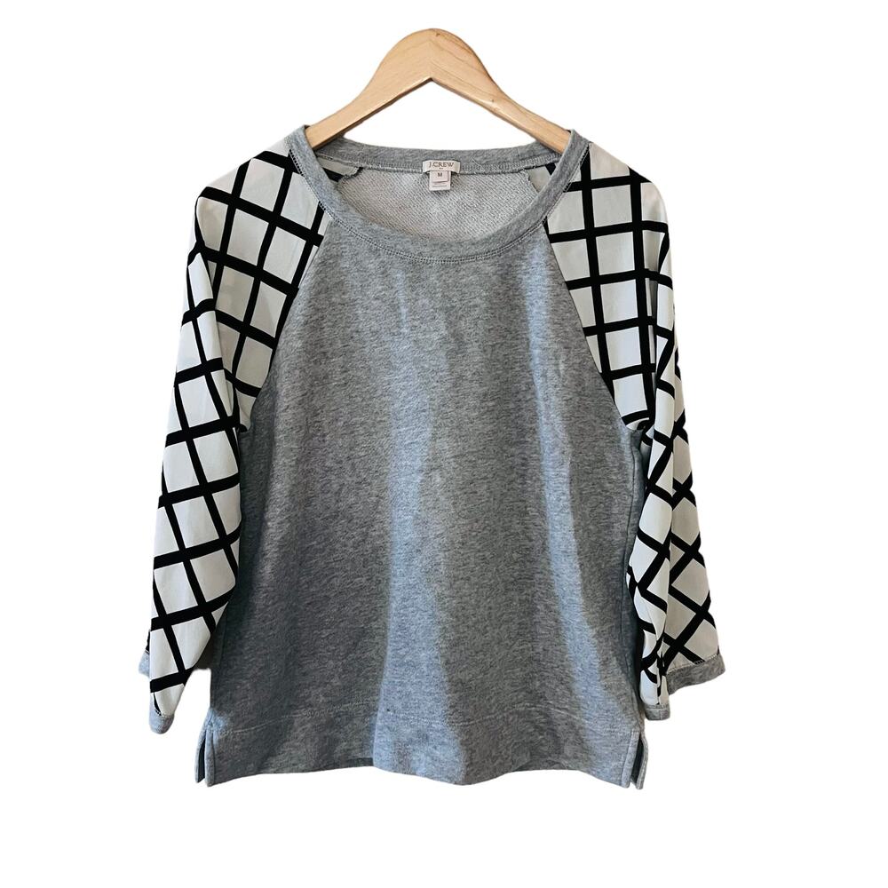 J. Crew Crew Neck Printed Sleeve Sweater Size Medium - Picture 1 of 6